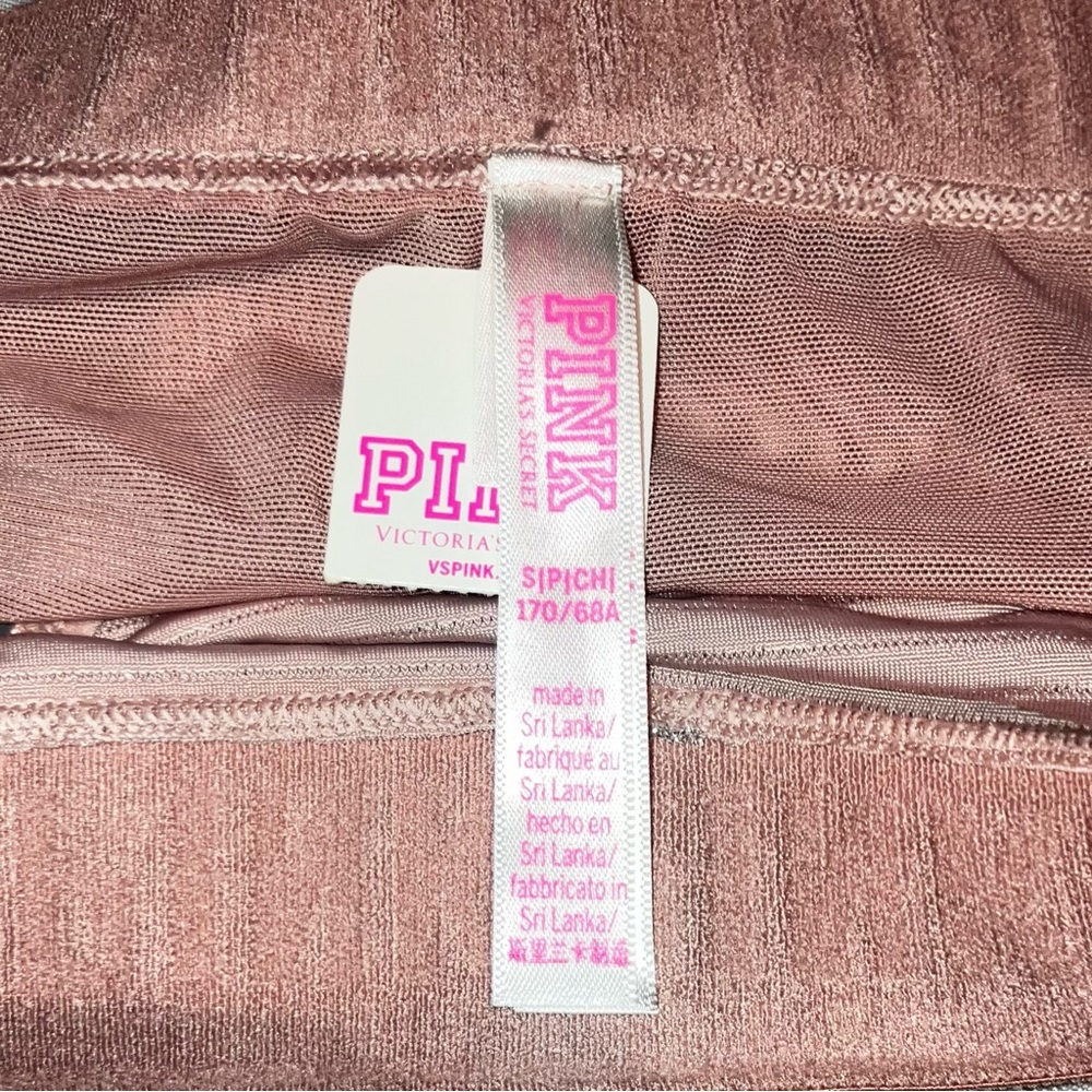 *3 for $30!* Victoria’s Secret PINK Logo cheekster panties rose gold glitter S - Picture 3 of 5